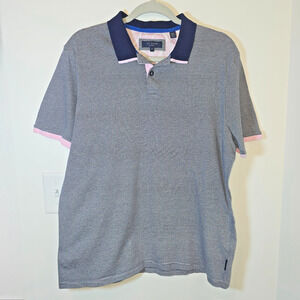 Ted Baker London Womens Short Sleeve Navy Pink Polo Shirt Size 4 10 Preppy